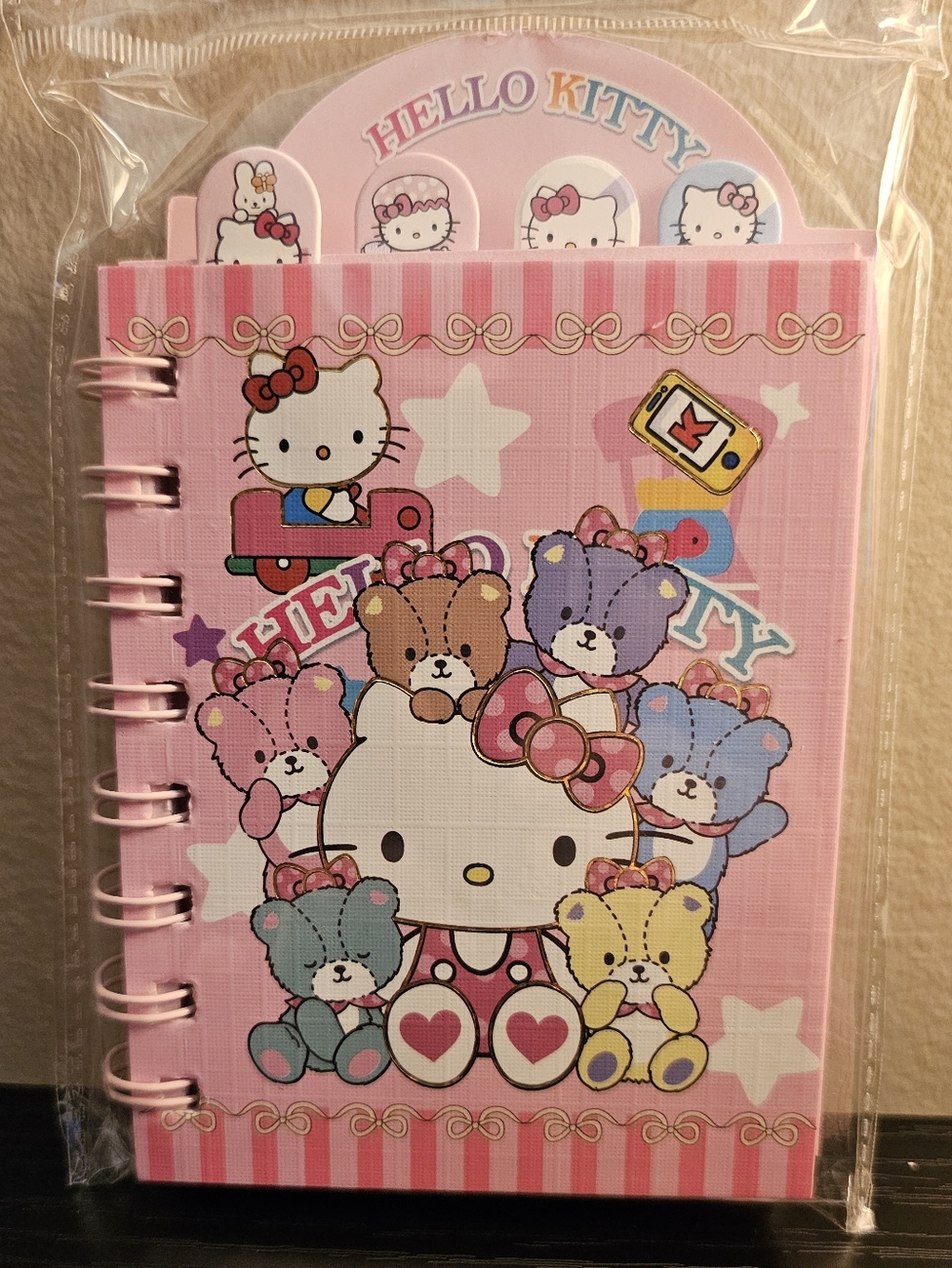 Hello Kitty Pink Notebook with Colorful Teddy Friends